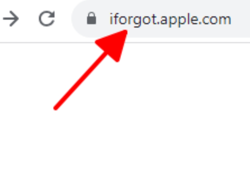 highlighted iforgot.apple.com site on a web browser address bar