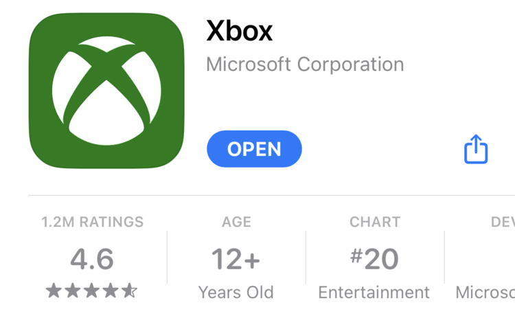 Xbox app on iPhone from the App Store