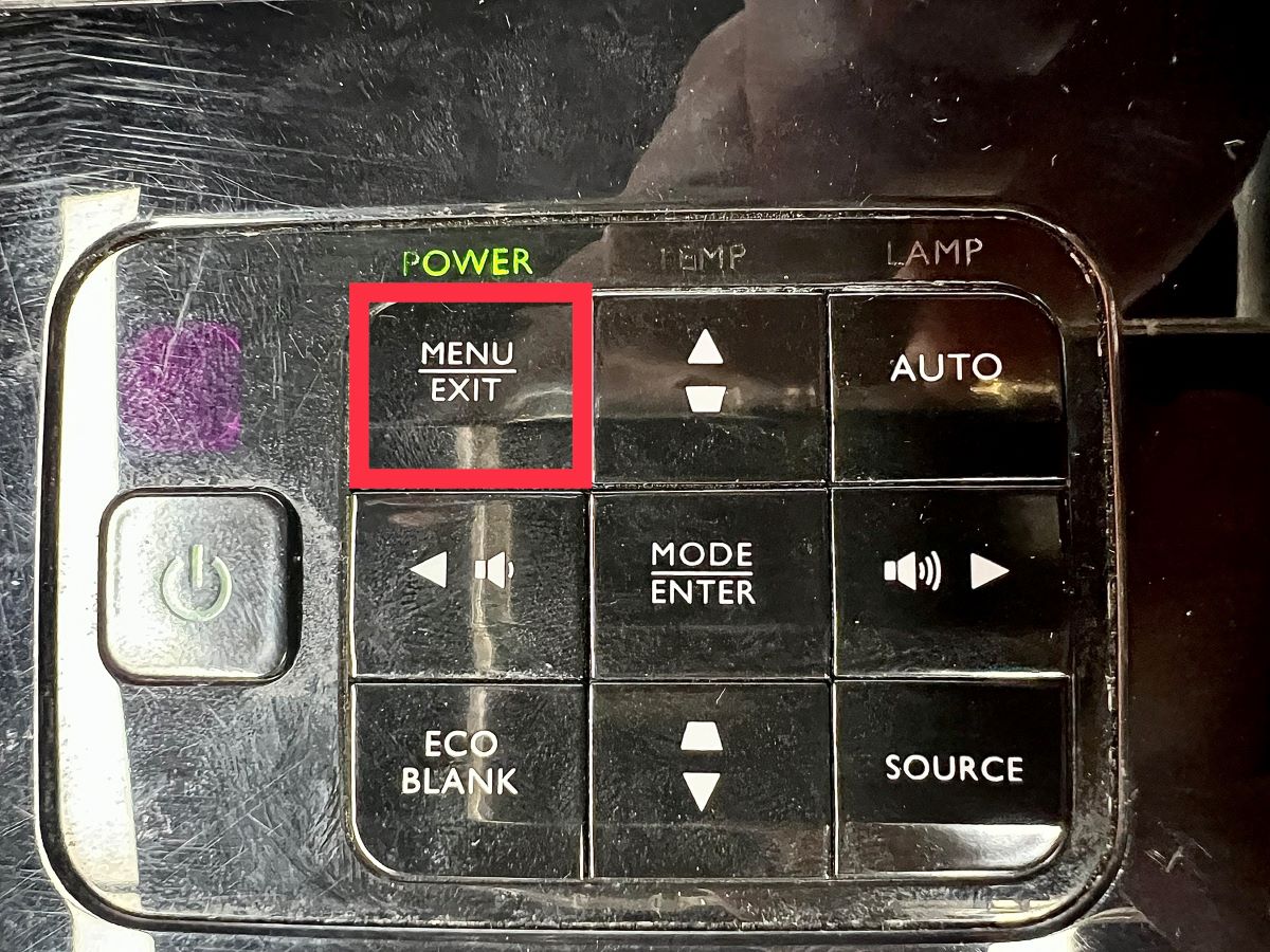 menu button on a benq projector panel is highlighted
