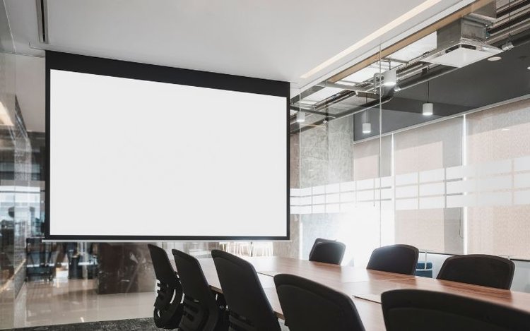 projector screen in a conference