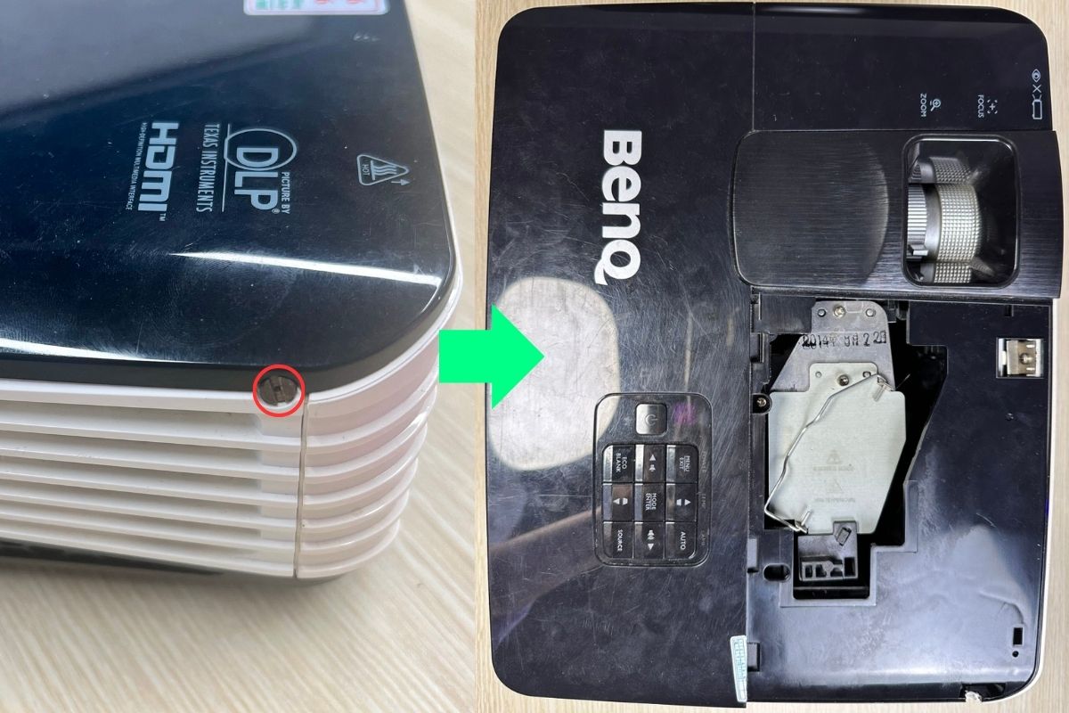 remove the lamp cover of a benq projector