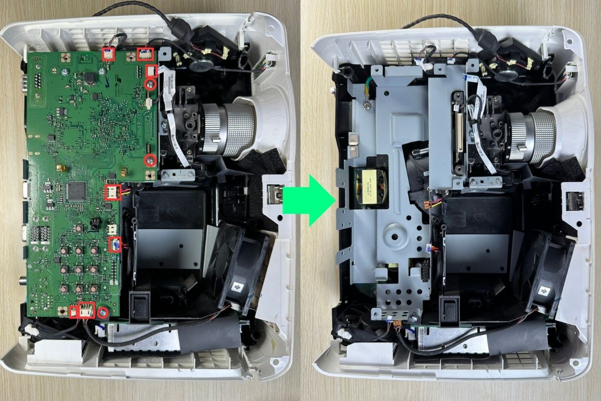 remove the mainboard of a benq projector