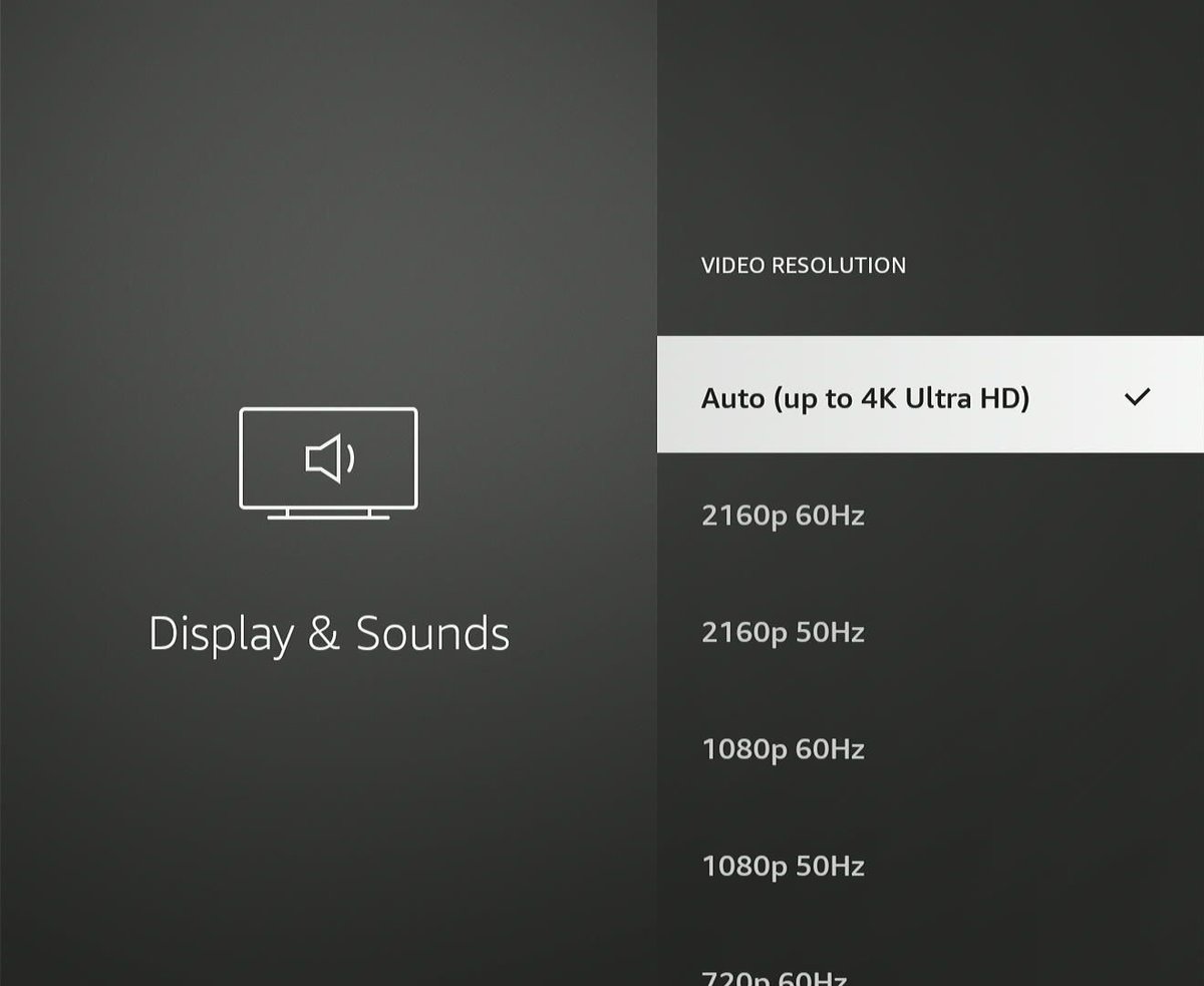 resolution options of a fire tv stick