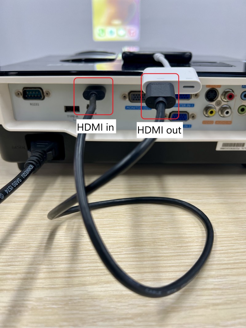 use an HDMI cable to connect the Lightning to HDMI adapter to the BenQ projector