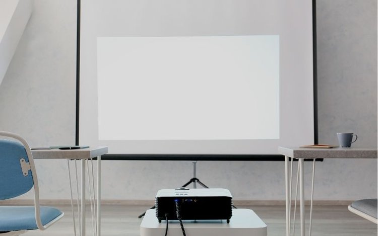 A projector is adjusted in a front table position