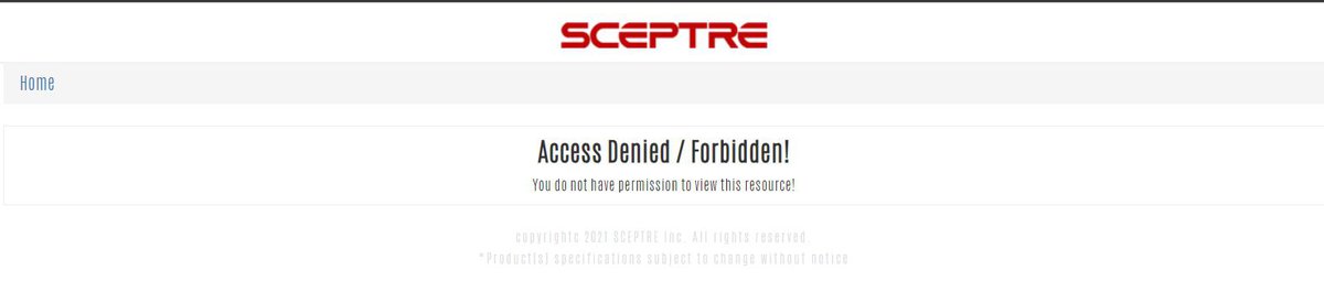 Access Denied when users try to access the manual on the Sceptre website
