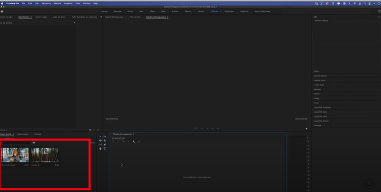 Adobe Premiere Pro project menu
