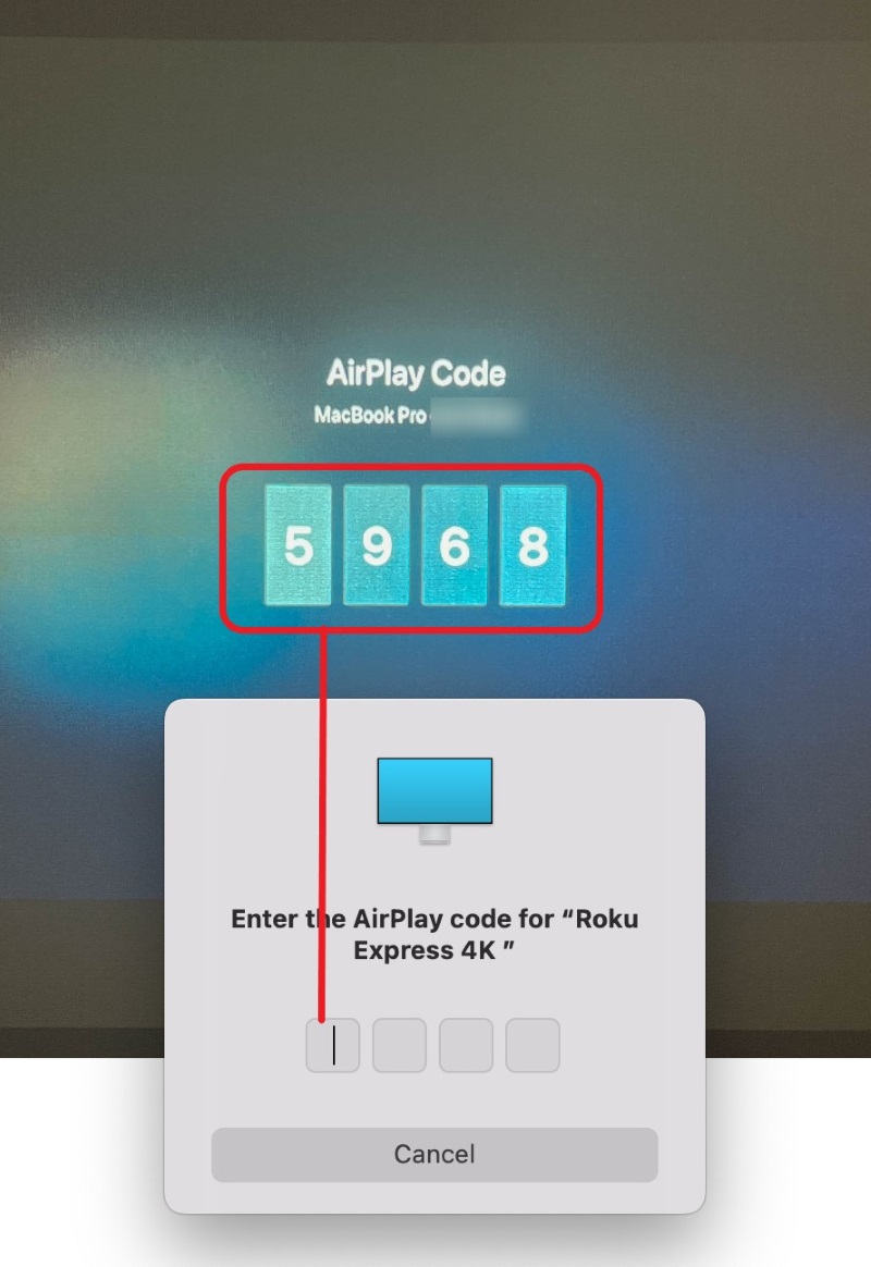 AirPlay Code when connecting Macbook to Roku Player via Screen Mirror