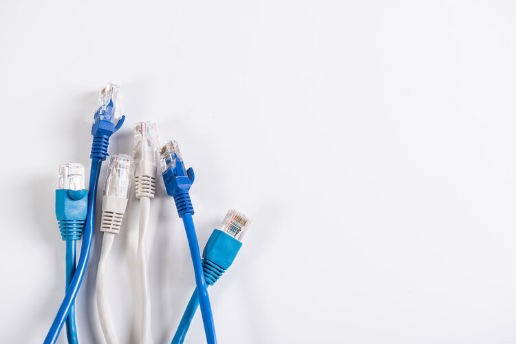 Blue and white Networking cables
