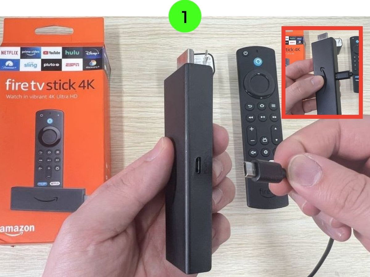 Fire TV Stick is getting plugged with a USB power cable