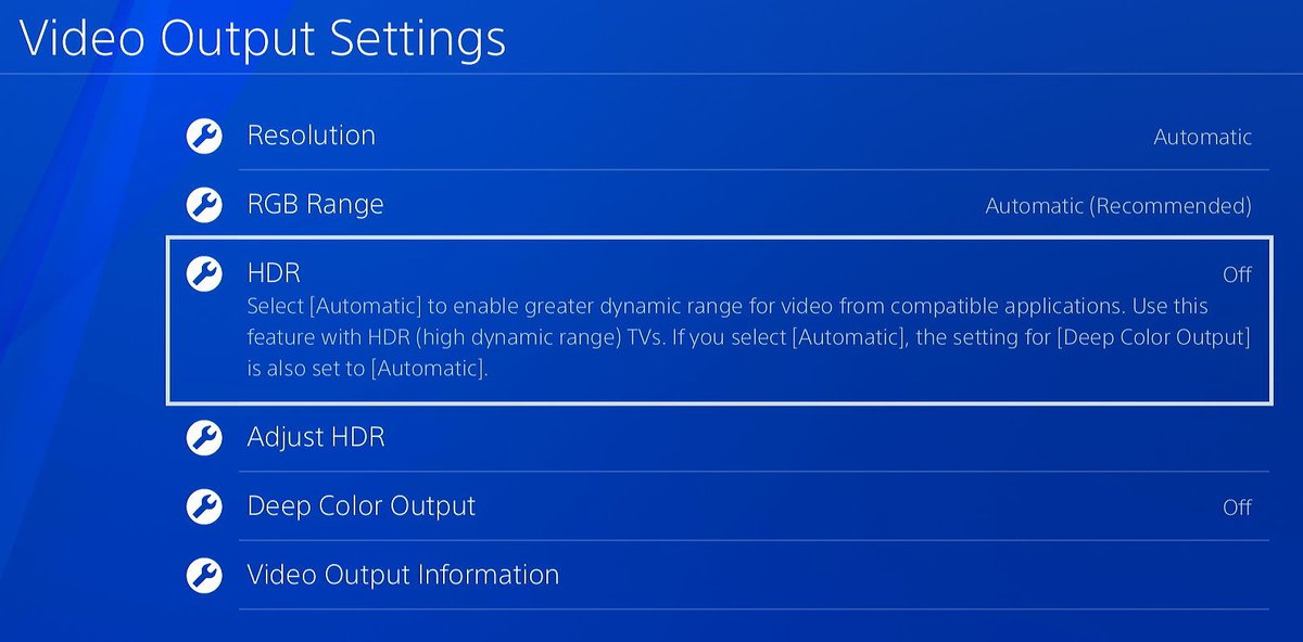 HDR feature on PS4 interface is showing Off