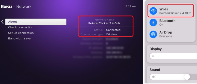 Roku Player and Macbook are connected to the same Wi-Fi network
