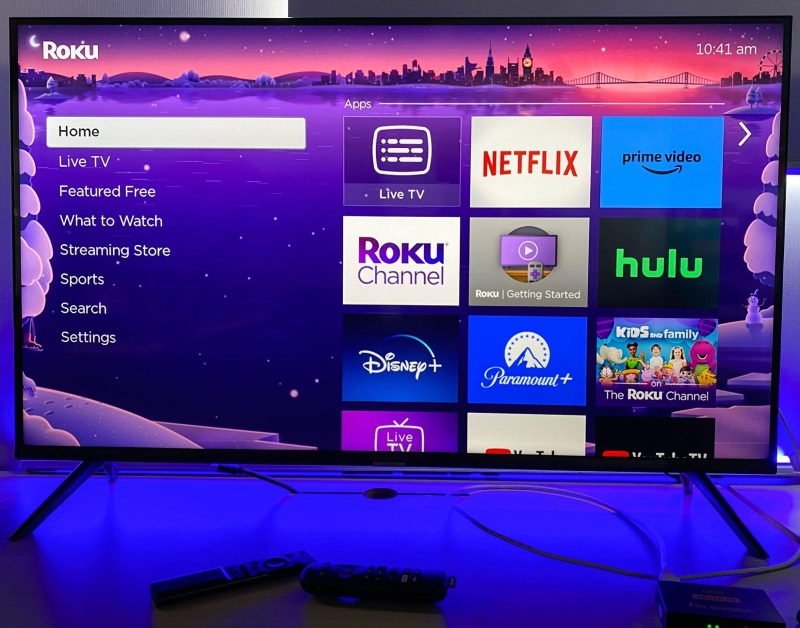 Roku home screen is showing on a Samsung smart TV