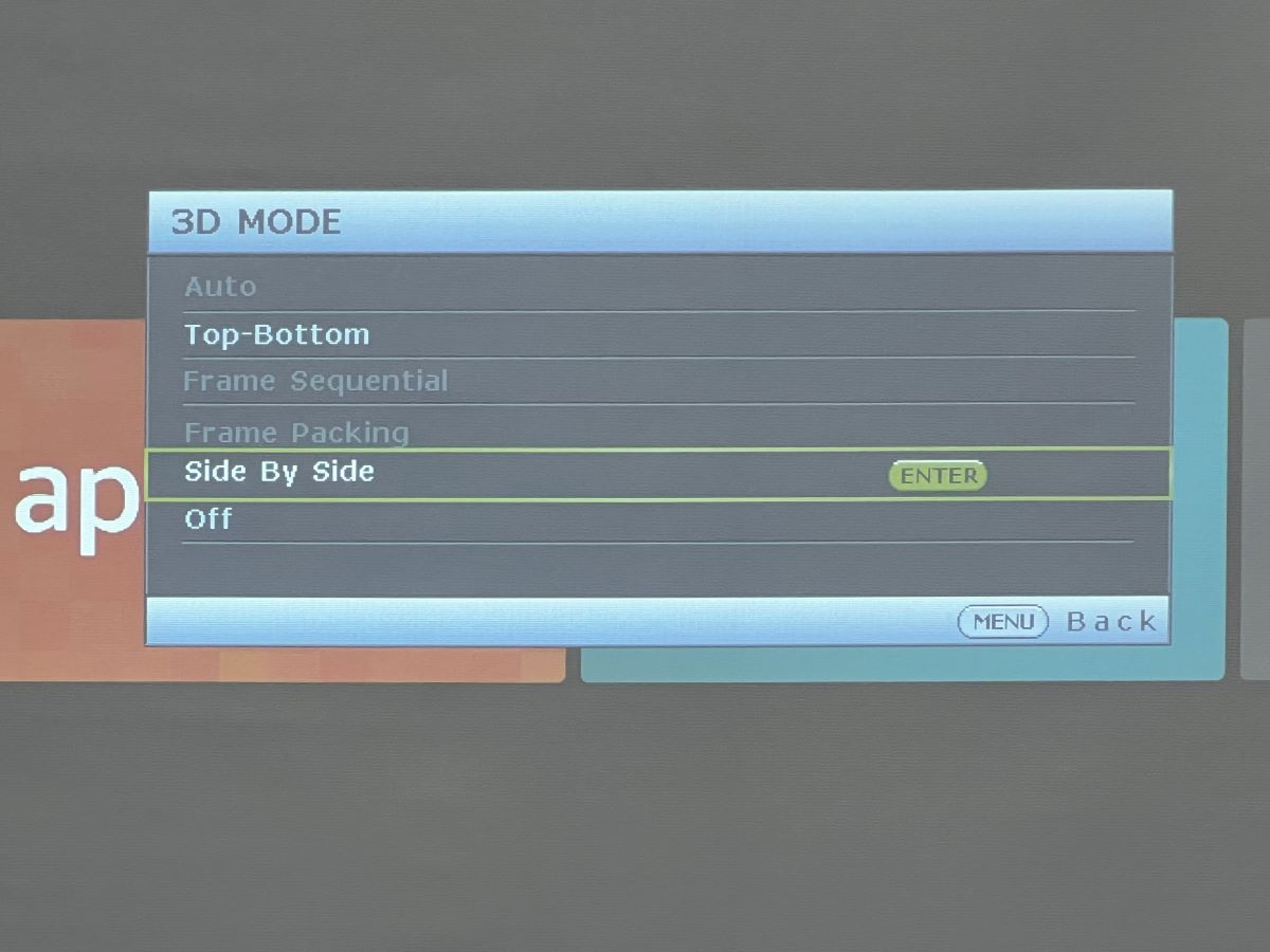The 3D features is listed inside the 3D Mode on BenQ projector