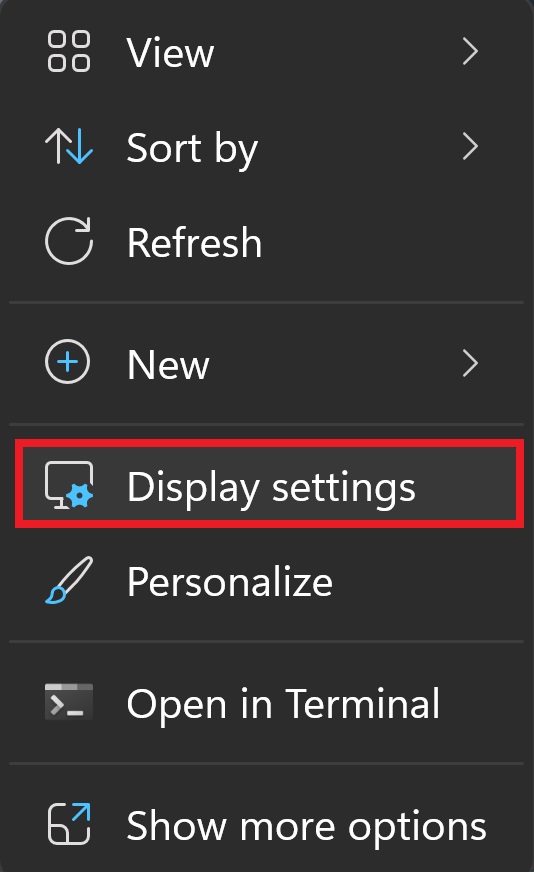 The Display settings feature on Windows is highlighted in a red box