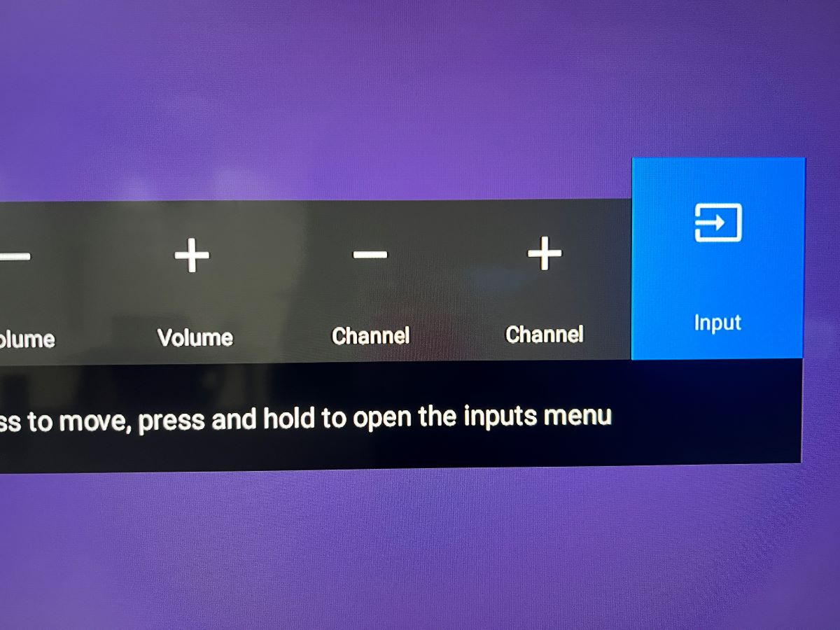 The Inputs from the Sony TV with a purple background