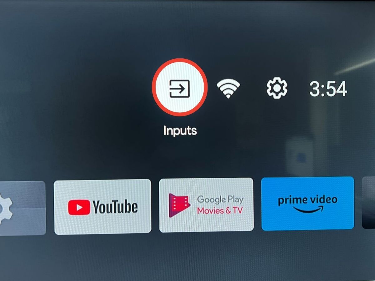 The inputs from android TV with the other logo aside such as Wi-Fi and settings