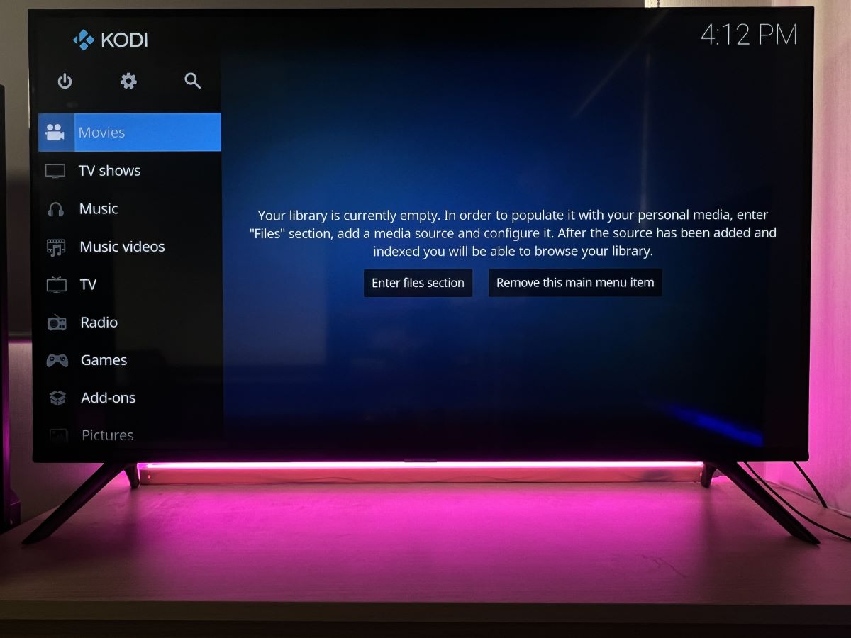 The interface of the Kodi from Fire TV Stick
