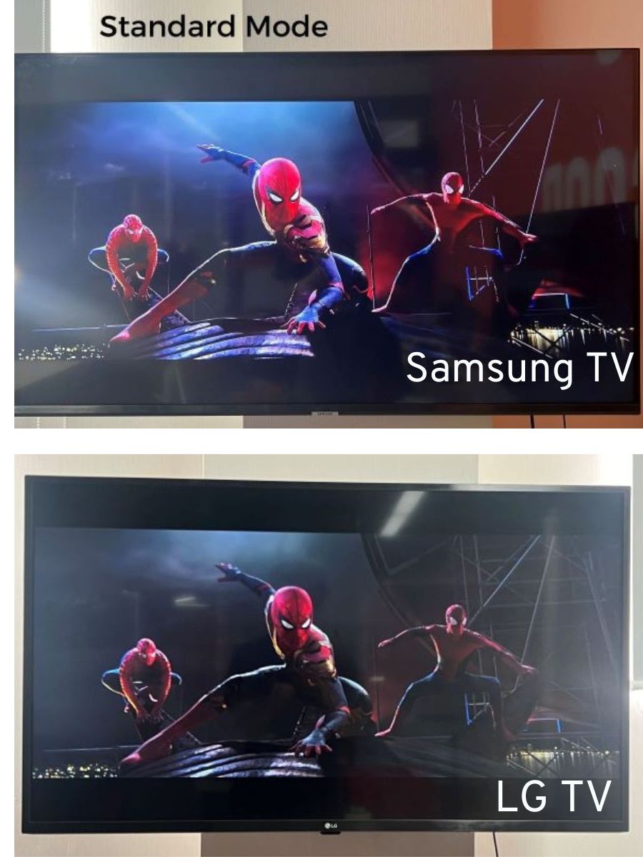 The standard mode on LG and Samsung TVs with the Spider-Man movie