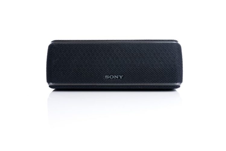 a black Sony bluetooth speaker
