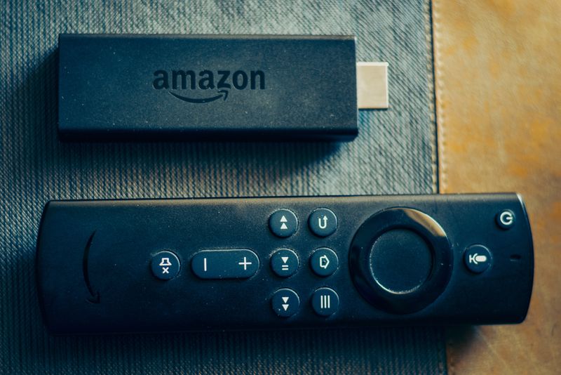 an Amazon Fire Stick and remote