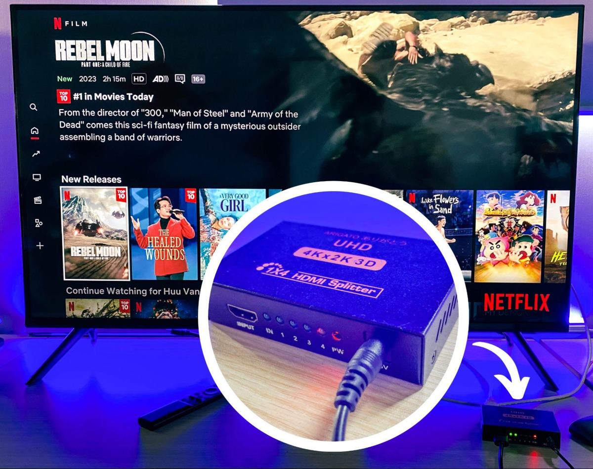 an HDMI is used to connect a source device to a smart TV to watch Netflix