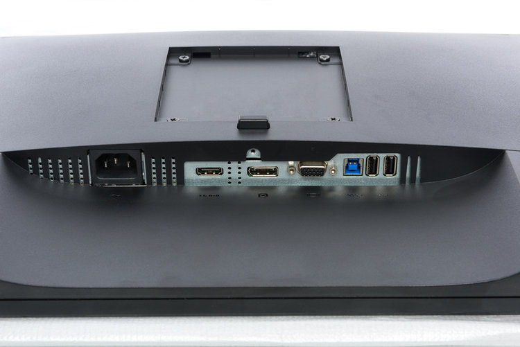 different connectivity ports on a black monitor