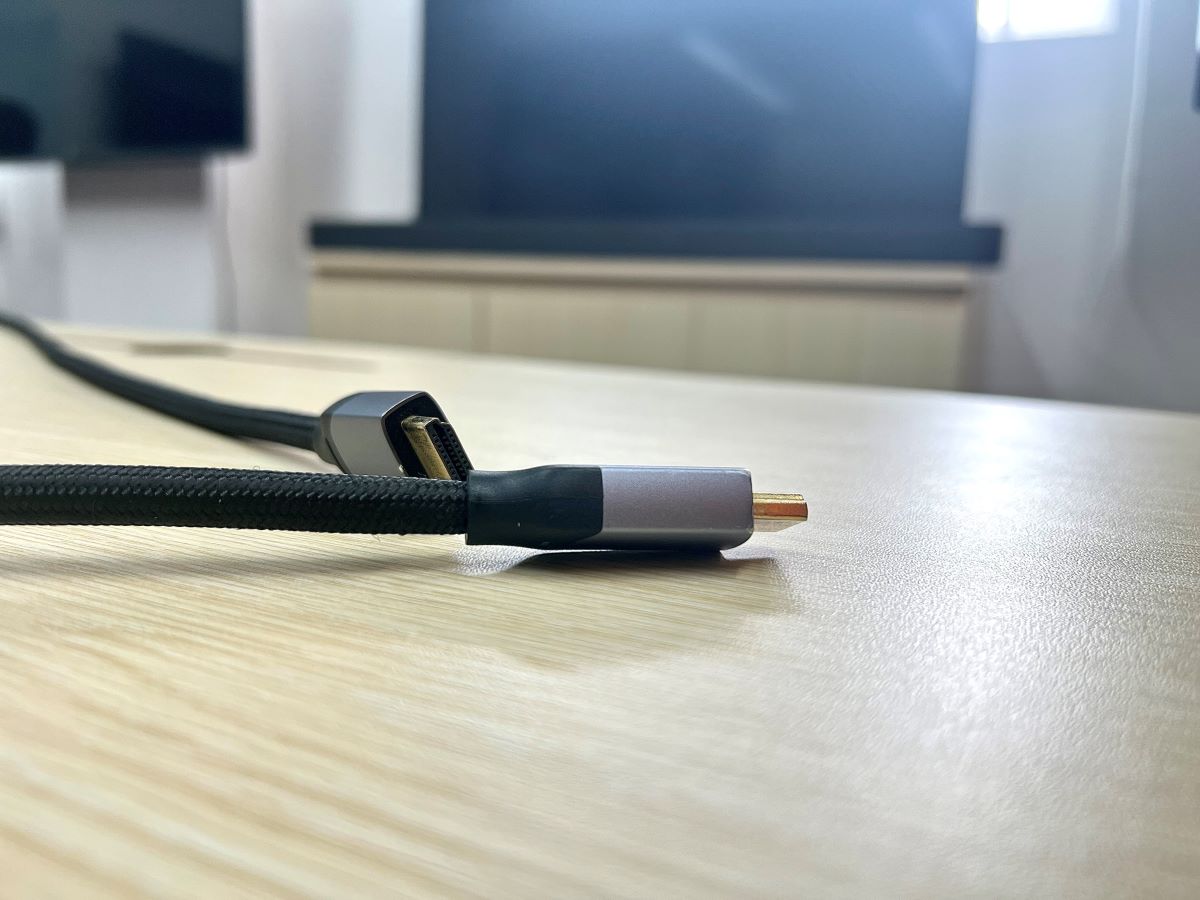 hdmi cable on a table
