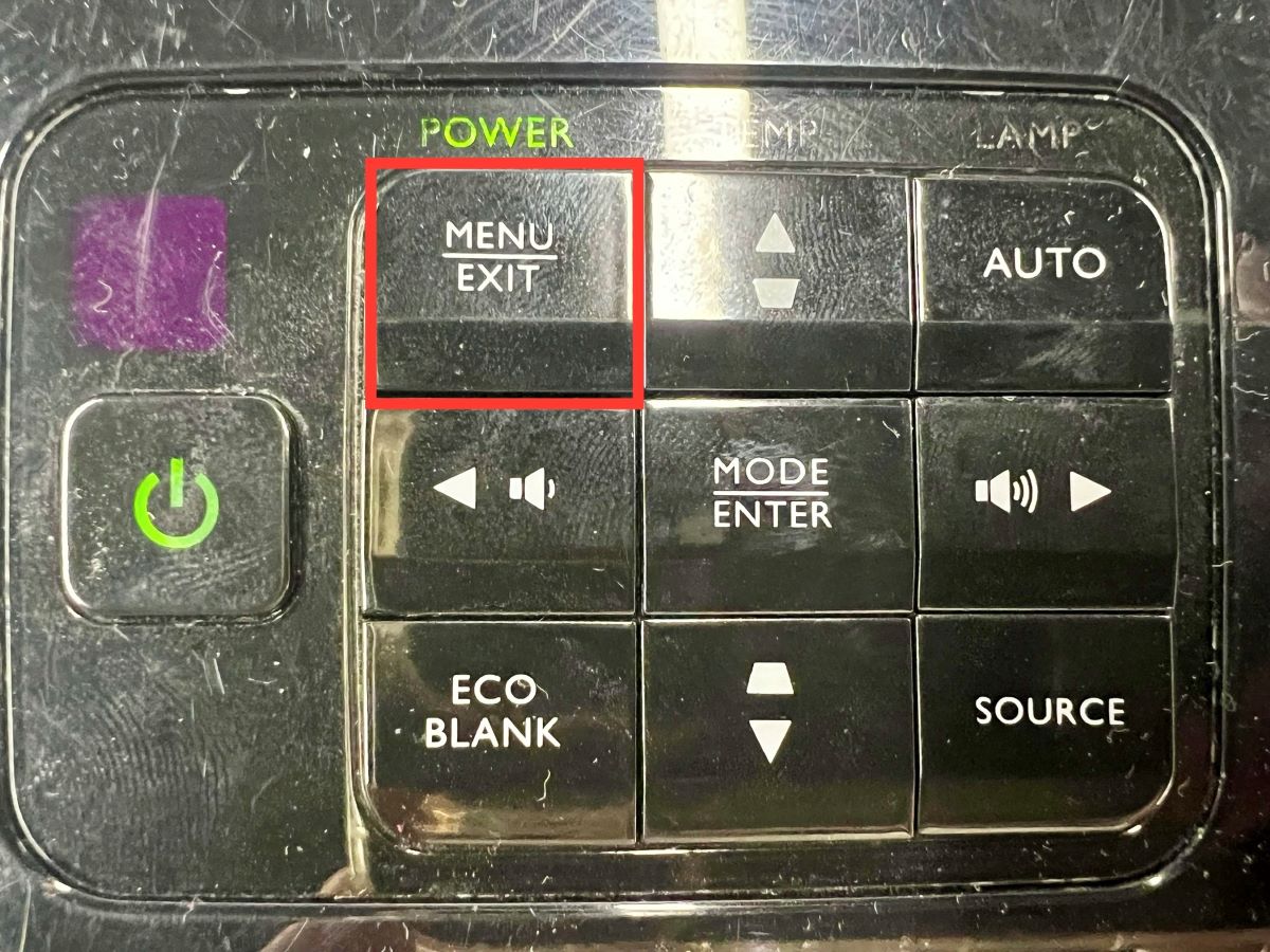 menu button on a benq projector