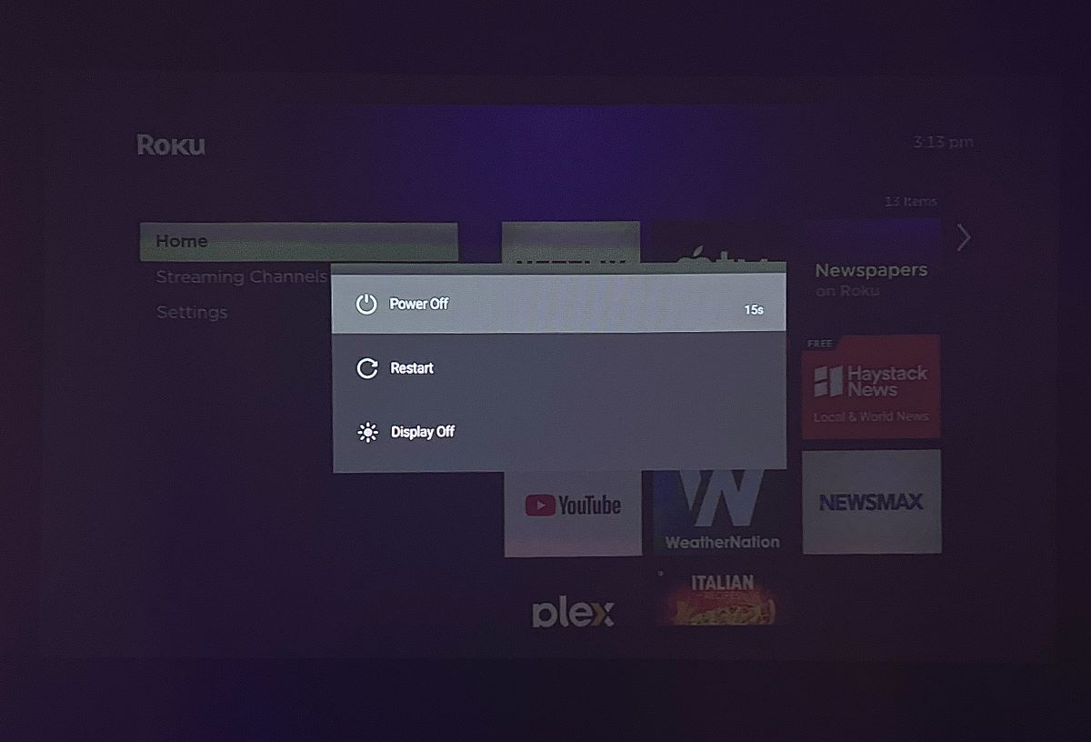 power off option is highlighted on an xgimi projector
