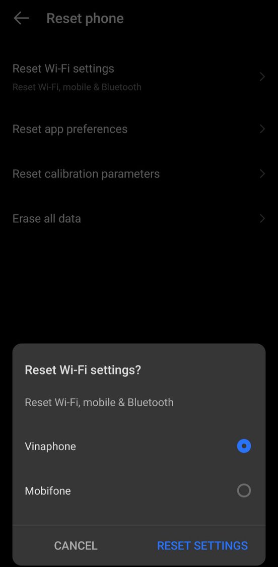 reset network settings on an android