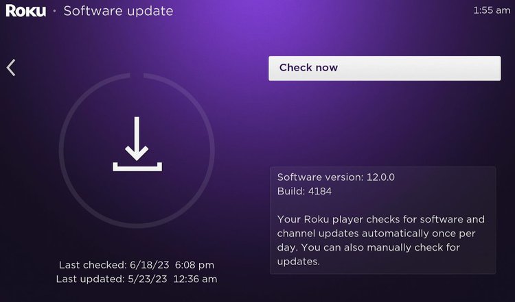 update software of a roku