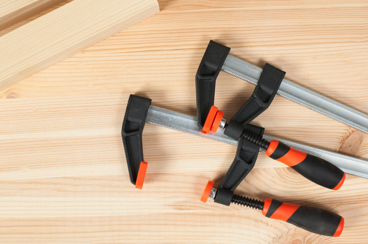 Clamps on table