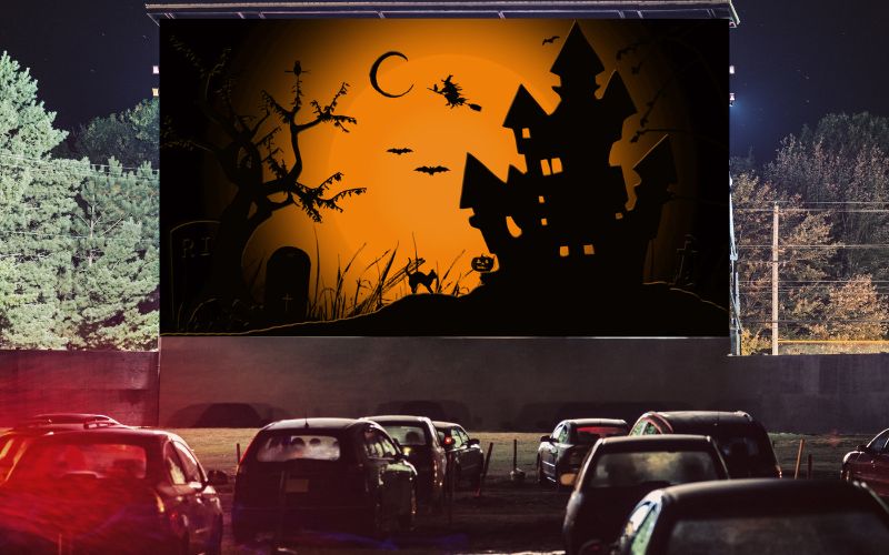 a drive-in cinema in Halloween