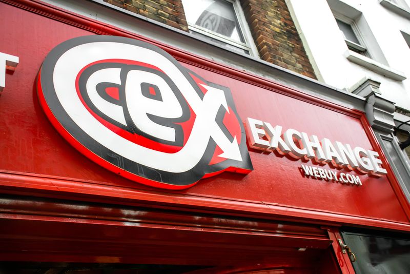 an CeX store with logo of CeX