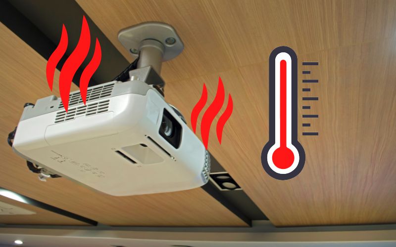an overheating projector on ceiling
