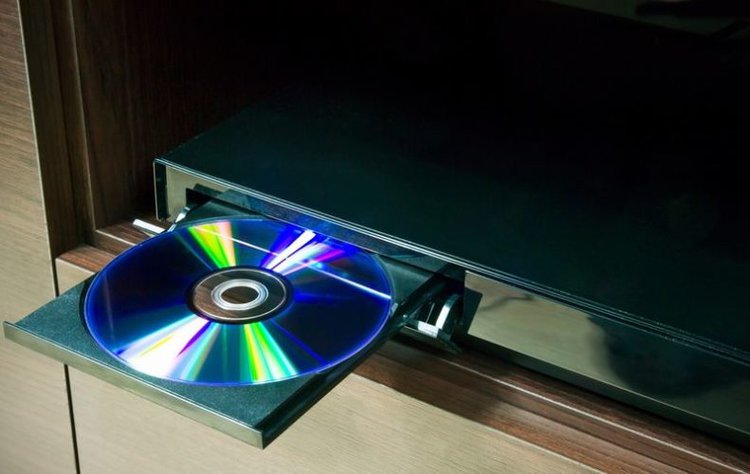 blu-ray player with inserted blu-ray disc
