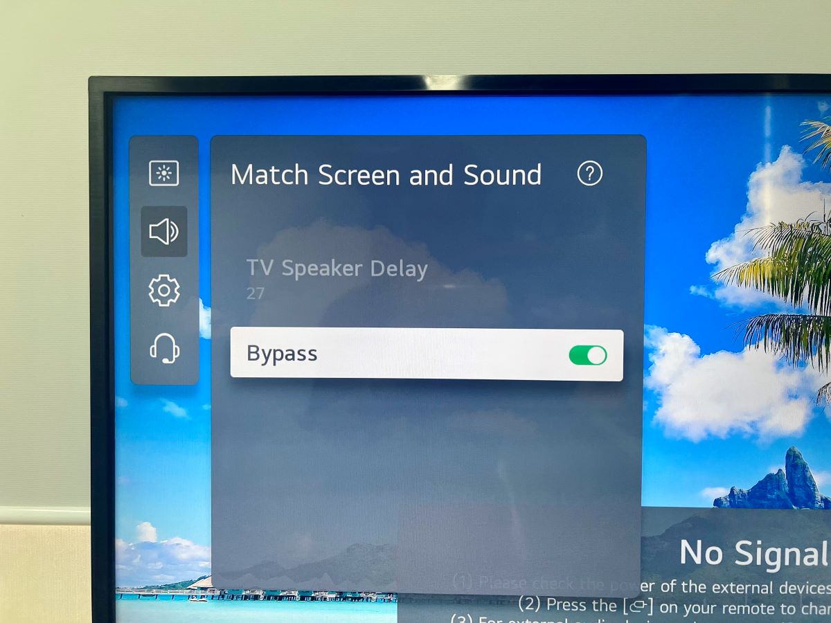 bypass feature is toggled on on an lg tv