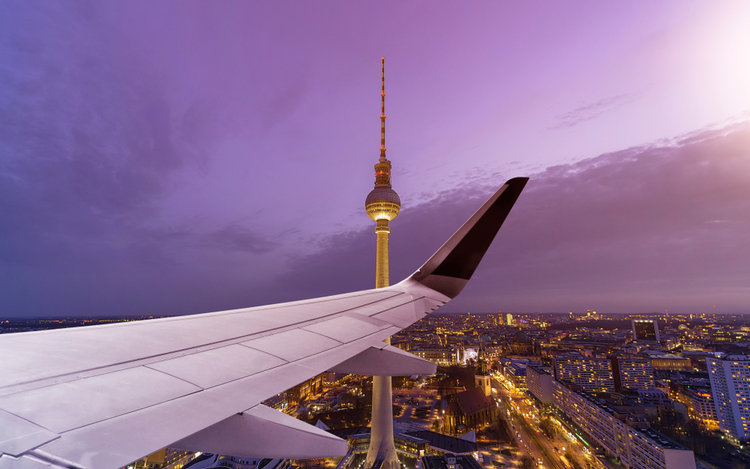 Airplane and TV tower