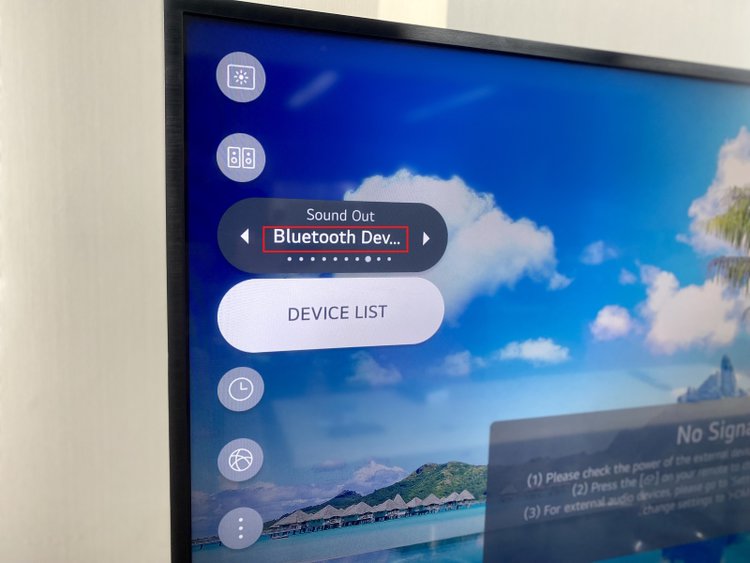 Bluetooth option on LG TV Sound settings