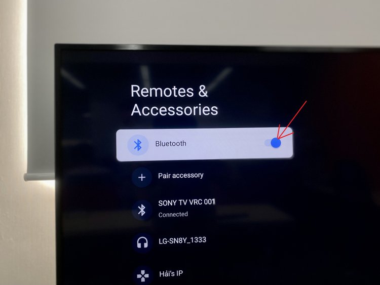 Bluetooth toggle button on Sony TV
