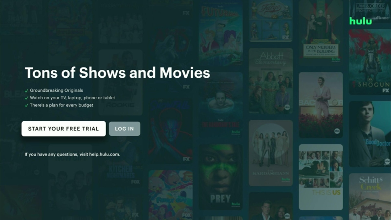 Hulu sign-in screen