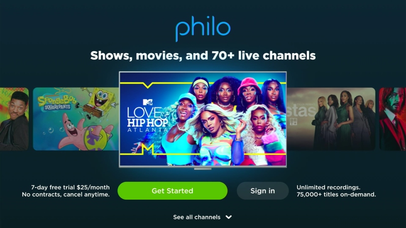 Philo sign-in screen