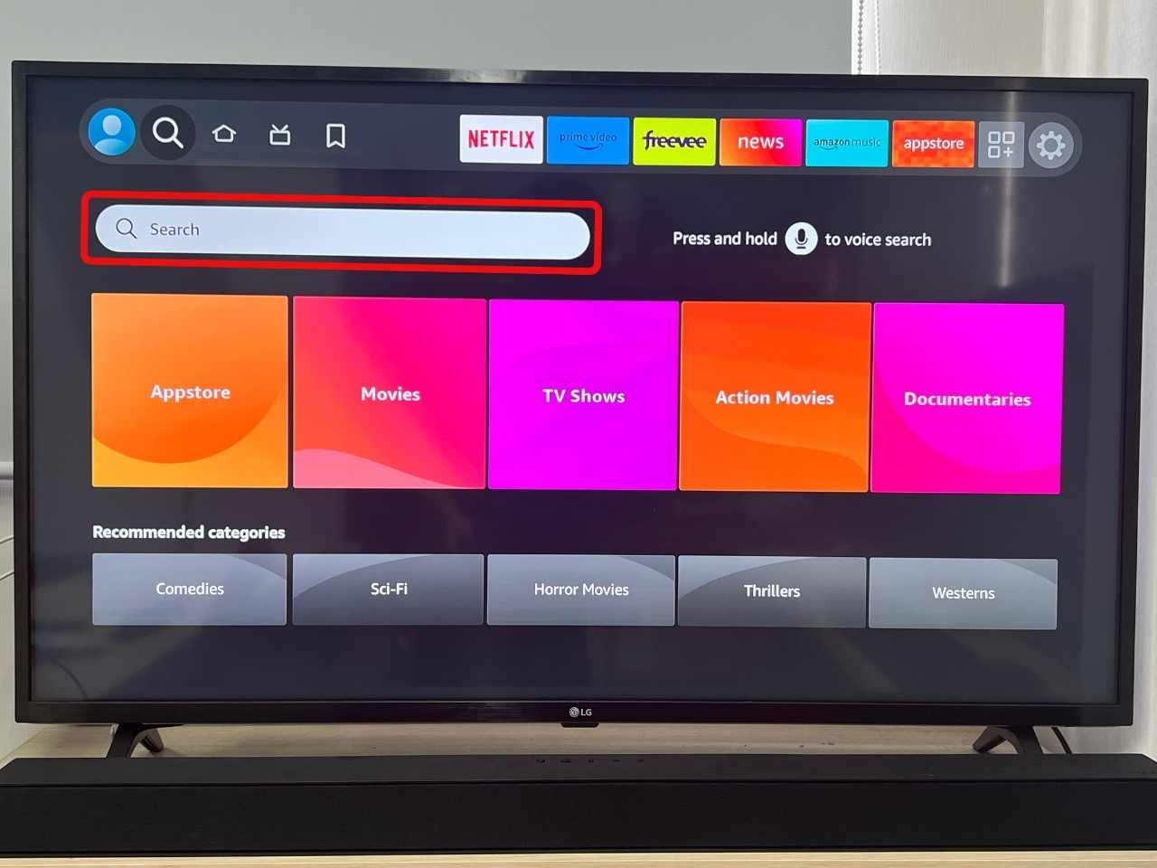 Search bar on Fire TV Stick