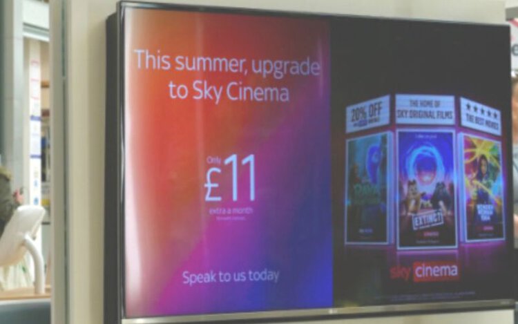 Sky Cinema promotion on a TV's screen