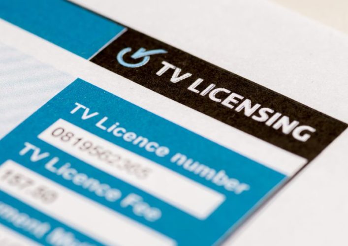 TV license with TV license number and TV license fee