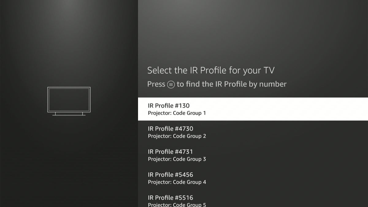 The IR list from for BenQ projector that is listed inside the Fire TV menu