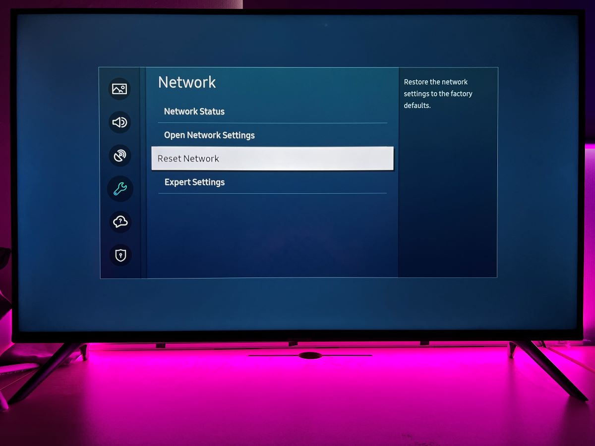 The reset network feature on Samsung TV
