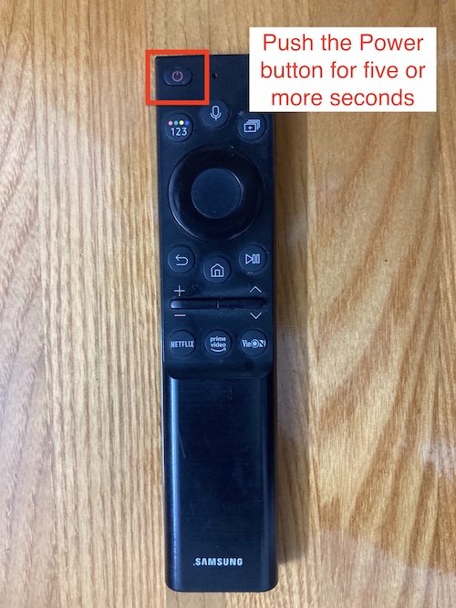 a Samsung TV remote with power button