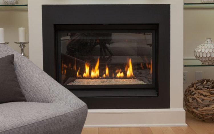 a fireplace in a modern living room